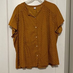 Mustard & white polka dot Old Navy top